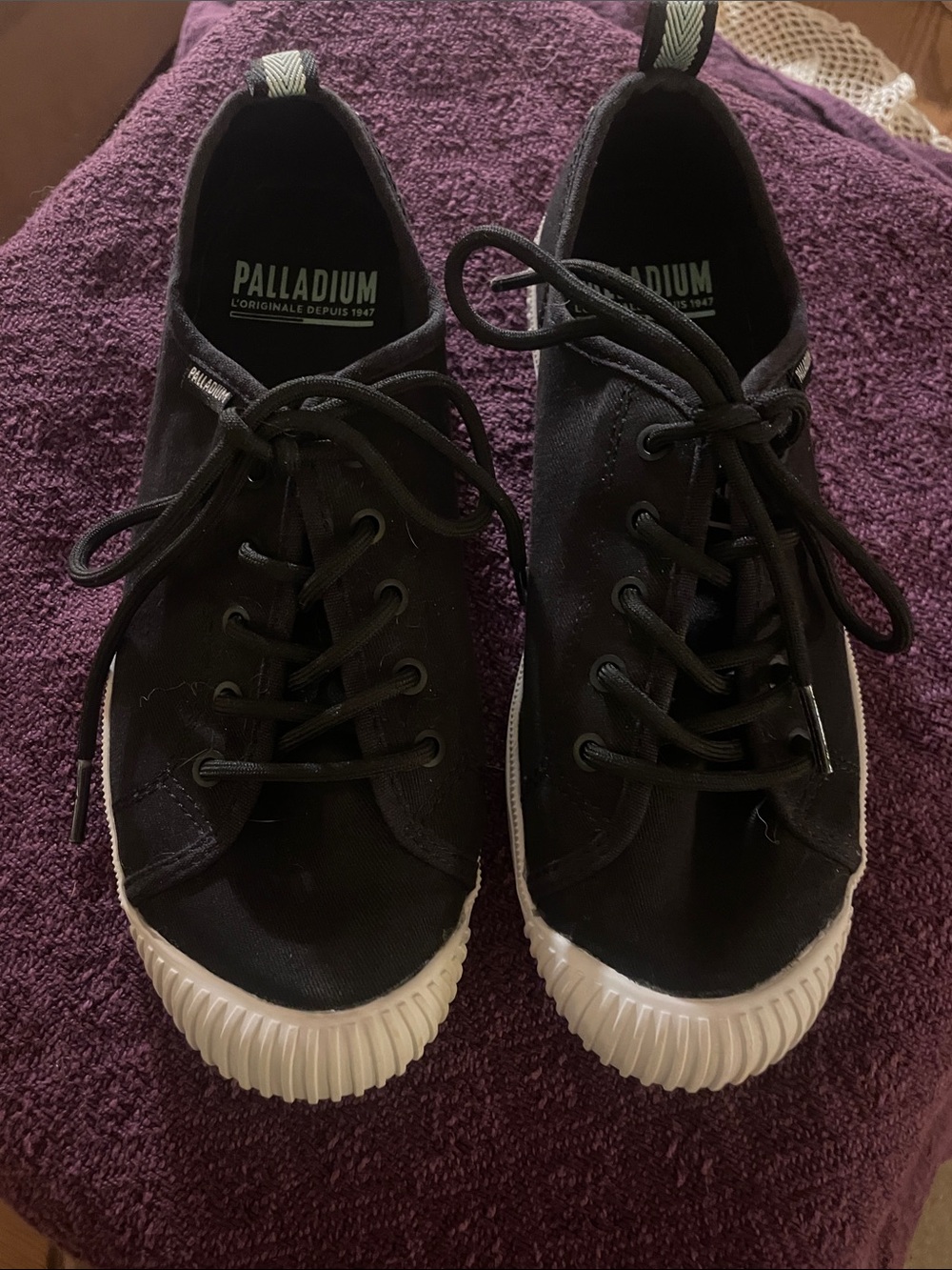 Palladium Black Canvas Low-Top Sneakers with White Rubber Toe